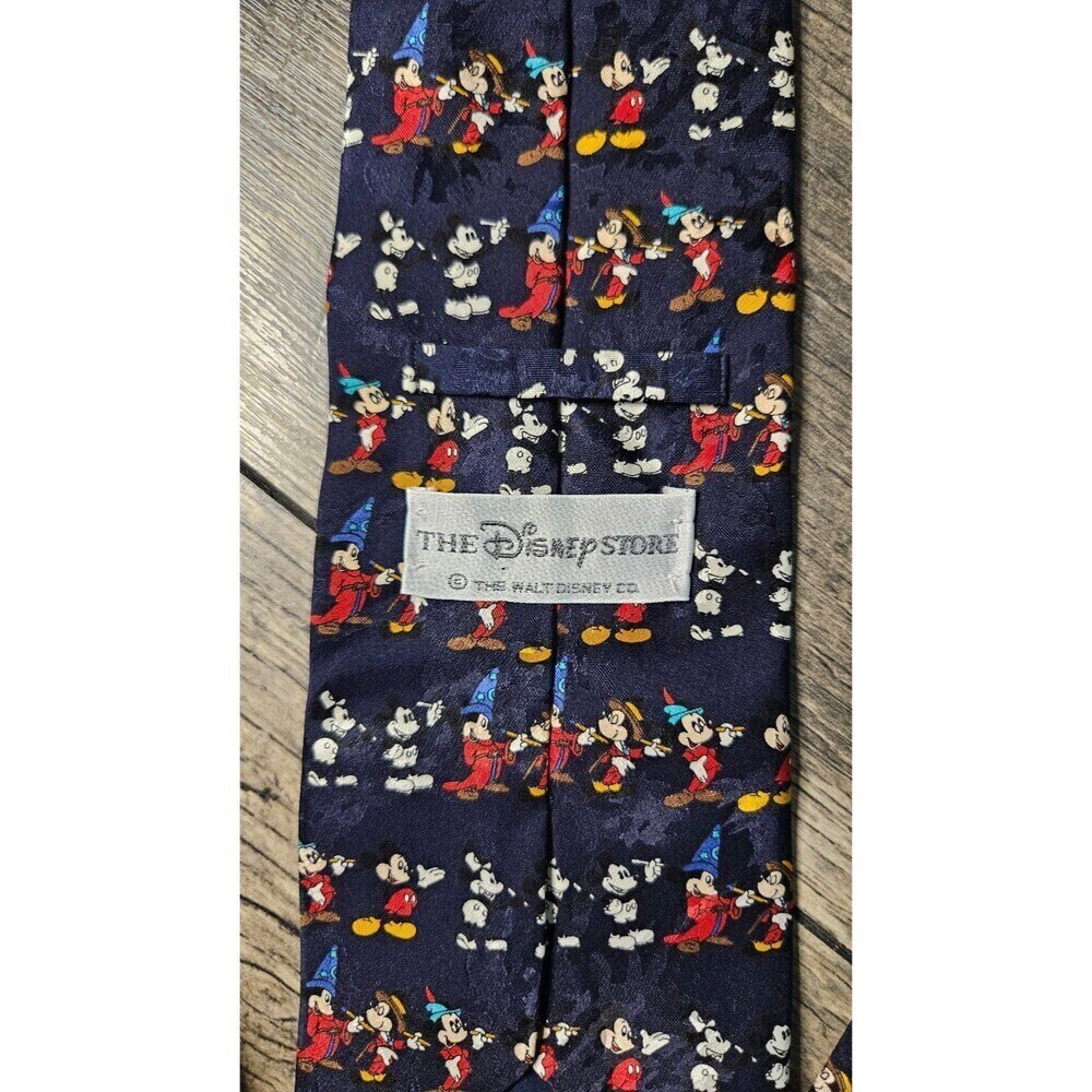 Disney Vintage The Disney Store Navy Blue Silk Tie Evolution of Mickey Mouse - Picture 3 of 3
